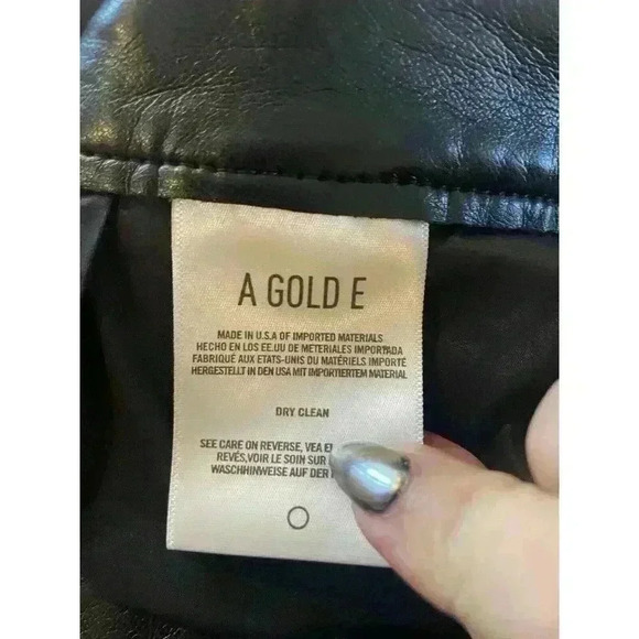 New Agolde Riley Long Pants Recycled Leather in Detox Black High Rise Sz 34 - Picture 9 of 11